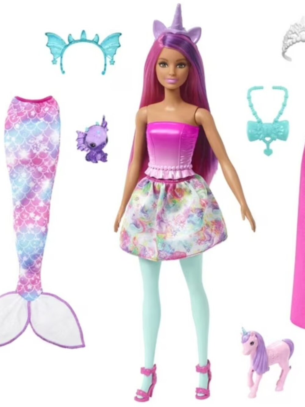 Barbie Dreamtopia Fashion Doll and DressUp Set w/Mermaid Tail Clothes Accessorie